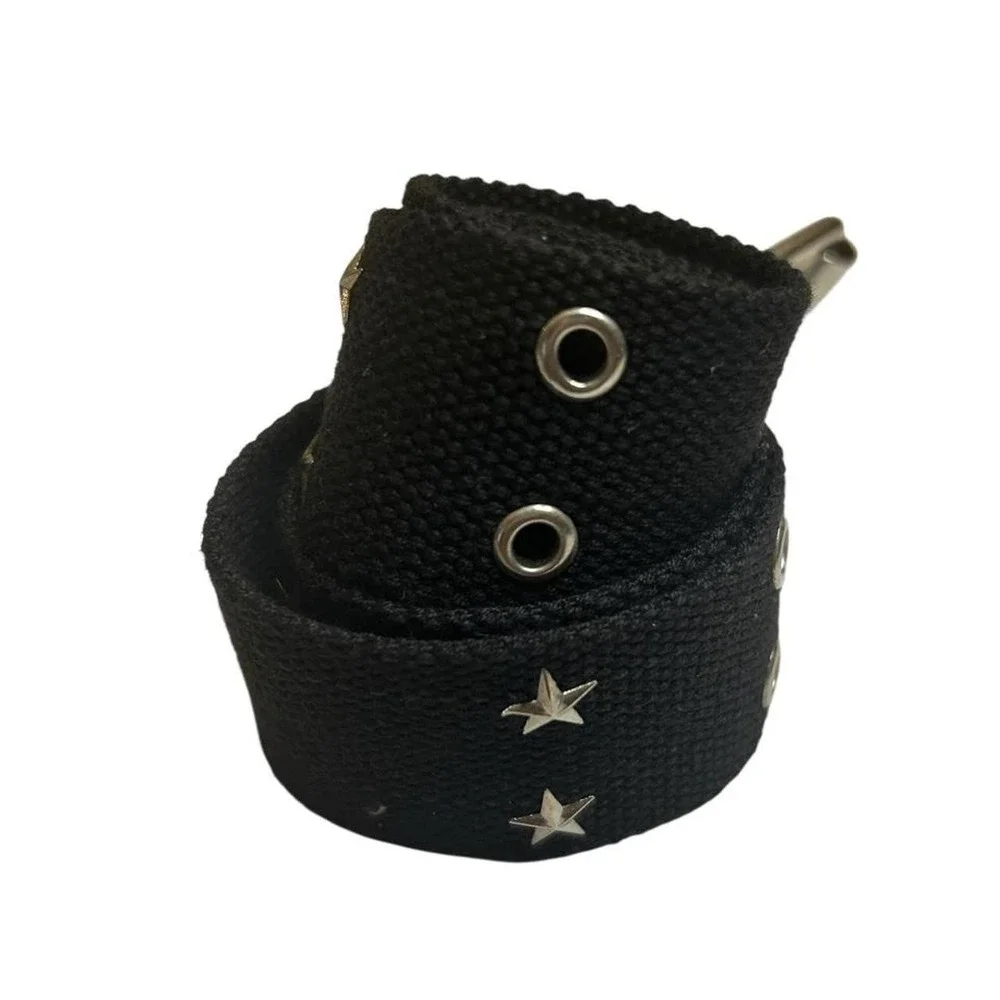 Black Belt Y2K Punk Scene Emo Star Studded Canvas Deadstock Double Grommet 39